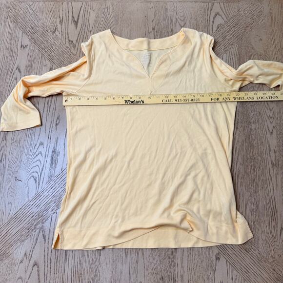 L.L. Bean Women's Pima Cotton Tunic Three-Quarter-Sleeve Splitneck Yellow Medium - Picture 6 of 8
